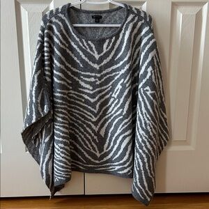 Ann Taylor Zebra Pattern Poncho in Gray and White